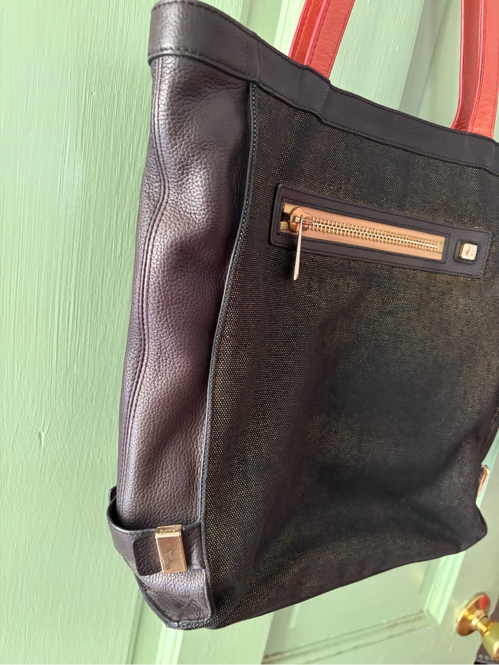 Botkier leather canvas two tone black brown tan handles pristine condition - Picture 4 of 11